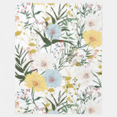 Natürliches Elfenbein und blaue Blütenblüte l Fleecedecke (Vorderseite)