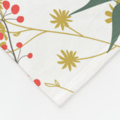 Natürliches Elfenbein und blaue Blütenblüte l Fleecedecke (Ecke)