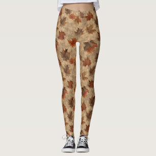 Natürliches gepresstes Blatt Braun Gold Olivgrün Leggings