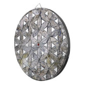 Natürliches graues Steinmosaik, Blume des Lebens Dartscheibe (Vorderseite rechts)