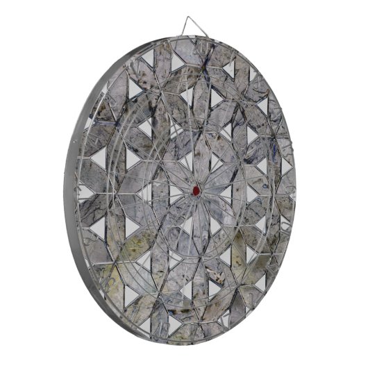 Natürliches graues Steinmosaik, Blume des Lebens Dartscheibe (Vorderseite Links)