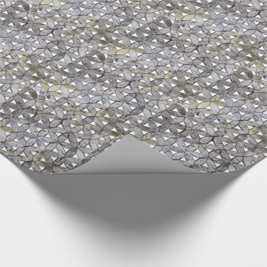 Natürliches graues Steinmosaik, Blume des Lebens Geschenkpapier (Ecke)