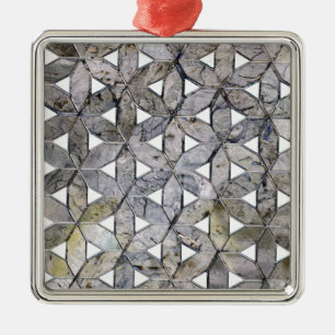 Natürliches graues Steinmosaik, Blume des Lebens Ornament Aus Metall