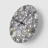 Natürliches graues Steinmosaik, Blume des Lebens Runde Wanduhr (Winkel)