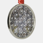 Natürliches graues Steinmosaik, Blume des Lebens Silbernes Ornament (Rechts)
