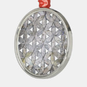 Natürliches graues Steinmosaik, Blume des Lebens Silbernes Ornament (Links)