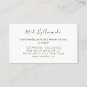 Natürliches grünes Leaf handgefertigte Seifenschal Visitenkarte (Rückseite)