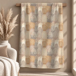 Natürliches hellbraunes Beige Boho-Decke Kunst Fleecedecke