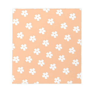 Natürliches Preppy-Pfirsich-Weißes-Hippie-Blumenmu Notizblock