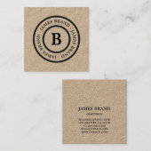 Natürliches, rustikales, Minimalistisches Mongram- Quadratische Visitenkarte (Vorne/Hinten)