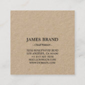 Natürliches, rustikales, Minimalistisches Mongram- Quadratische Visitenkarte (Rückseite)