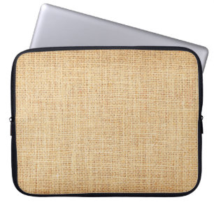 Natürliches Sackleinen, texturierter Hintergrund. Laptopschutzhülle
