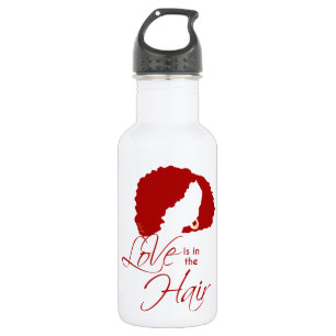 Natürliches Schwarzes Haar Liebe ist im Haar Edelstahlflasche
