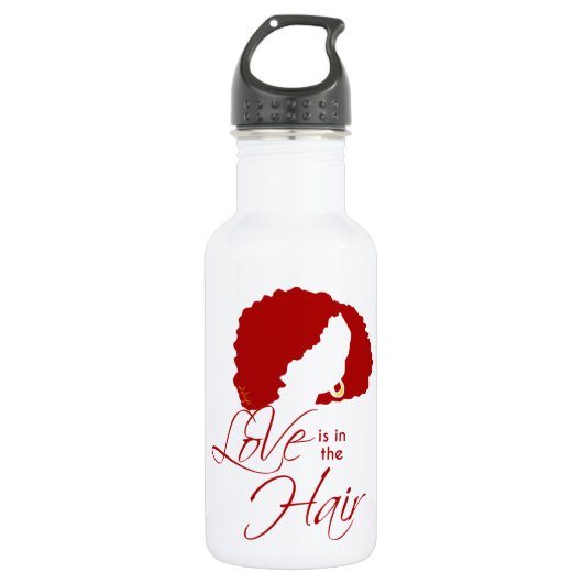 Natürliches Schwarzes Haar | Liebe ist im Haar Edelstahlflasche (Vorderseite)