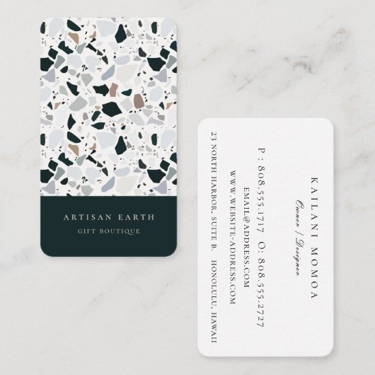 Natürliches Terrazzo-Muster Visitenkarte (Vorne/Hinten)