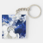 Natürliches, transparentes Tiefblau Schlüsselanhänger (Rückseite)