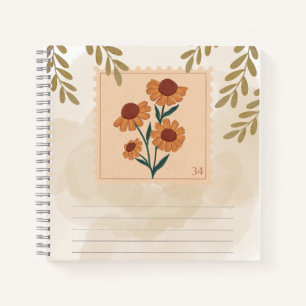 Natürliches vintage-blumen Stempel Liebhaber Chic Notizblock
