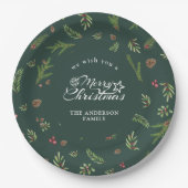 Natürliches Weihnachtsminimales elegantes botanisc Pappteller (Vorderseite)