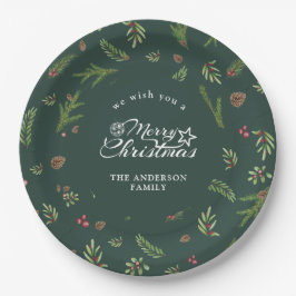 Natürliches Weihnachtsminimales elegantes botanisc Pappteller