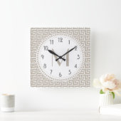 Natürliches | weißes griechisches quadratische wanduhr (Zuhause)