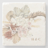 Naturmarmor Pampas getrocknete Grasblütenhochzeit Steinuntersetzer (Vorderseite)