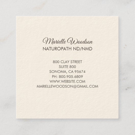 Naturopathischer Arzt Mandala | Creme Quadratische Visitenkarte (Rückseite)