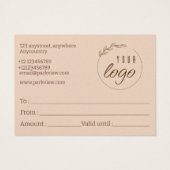 Naturpastelfarben - Geschenkgutschein (Rückseite)