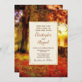 Naturpfad Herbstläufe fallen Christliche Hochzeit Einladung (Vorne/Hinten)