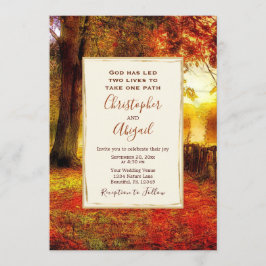 Naturpfad Herbstläufe fallen Christliche Hochzeit Einladung