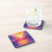 Naturregentropfen Watecolor farbenfroh Getränkeuntersetzer (Rechte Seite)