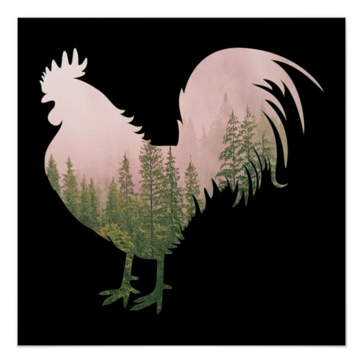 NATURROOSTER-CHICKEN-WALDSTIL POSTER (Vorderseite)