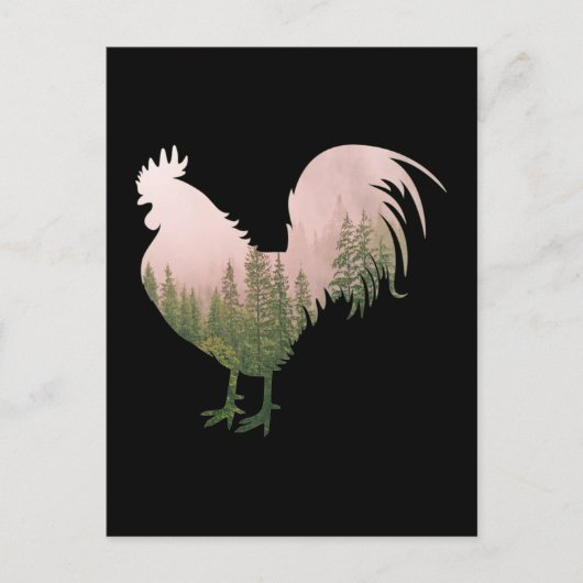 NATURROOSTER-CHICKEN-WALDSTIL POSTKARTE (Vorderseite)