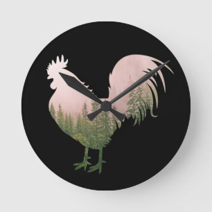 NATURROOSTER-CHICKEN-WALDSTIL RUNDE WANDUHR