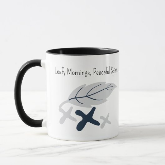 "Naturs Gebräu, Geistes Blick" mit Blattdesign Tasse (Links)