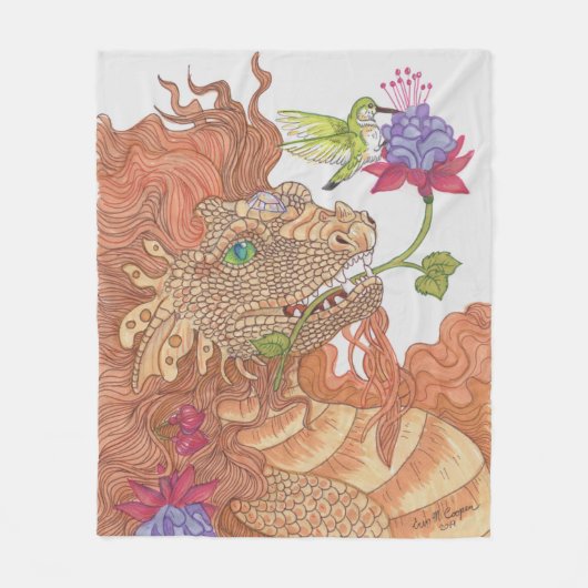 Naturschätze Drache mit Kolibri-Freund Fleecedecke (Vorderseite)