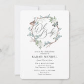 Naturschaum Floral Wreath Babydusche Einladung (Vorderseite)