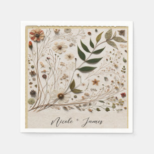 Naturschöne botanische Blumen & Blätter Hochzeit Serviette