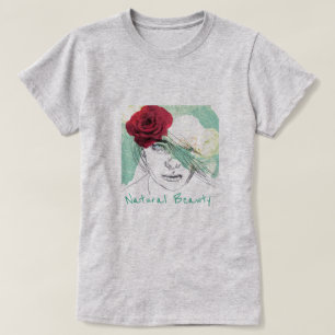 Naturschönheitsspruch Vintage-Blumenmädchen T-Shirt