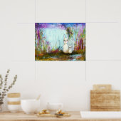 Naturschule, Mama und Babyrabbits Abstrakte Kunst Poster (Küche)
