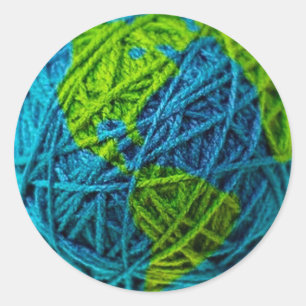 Naturschutz Recycle Earth Day Global Ball of Yarn Runder Aufkleber