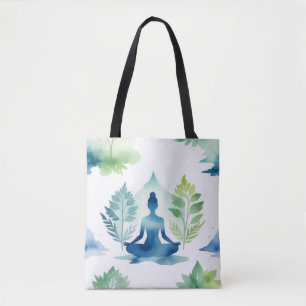 Naturserenität: Meditations-Silhouette-Tote Tasche