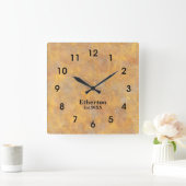 Naturstein-Erdfarben Akryluhr Quadratische Wanduhr (Zuhause)