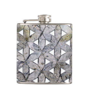 Naturstein-Mosaik in Grau, Lebensblume Flachmann