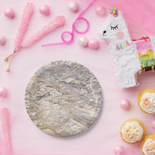 Natursteinmuster Pappteller (Party)