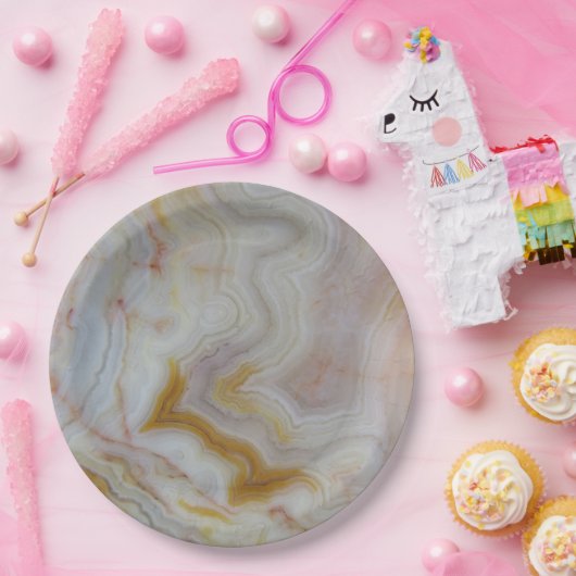 Natursteinstein, authentische Farben und Design Pappteller (Party)