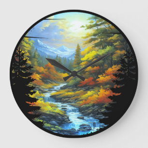 Naturszene Große Wanduhr