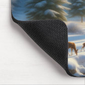 Naturszene, Hirsche, Winter, Schnee, Geschenk Mousepad (Ecke)