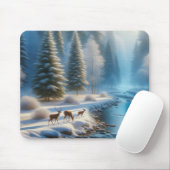 Naturszene, Hirsche, Winter, Schnee, Geschenk Mousepad (Mit Mouse)