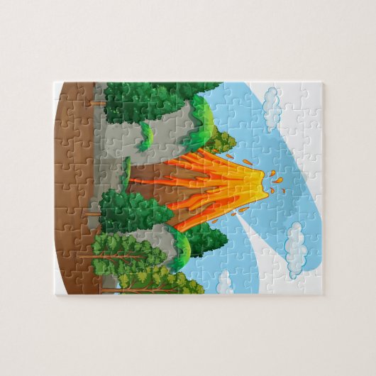 Naturszene mit Vulkaneruption Puzzle (Horizontal)