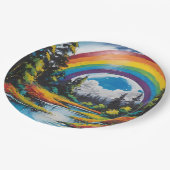 Naturwald im Freien und Regenbogen Pappteller (Schrägansicht)